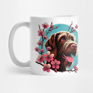 Wirehaired Pointing Griffon Joy in Spring with Cherry Blossoms and Flowers Mug